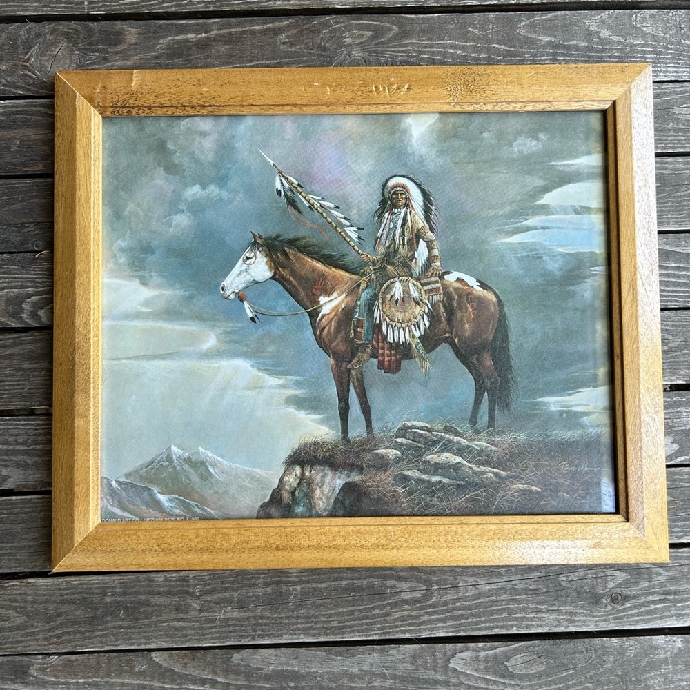 Ruane Manning print in frame. 8X 10. Native American theme